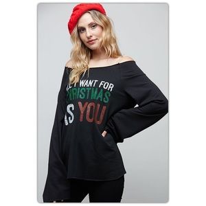 All I Want For Christmas is You Black Holiday Top